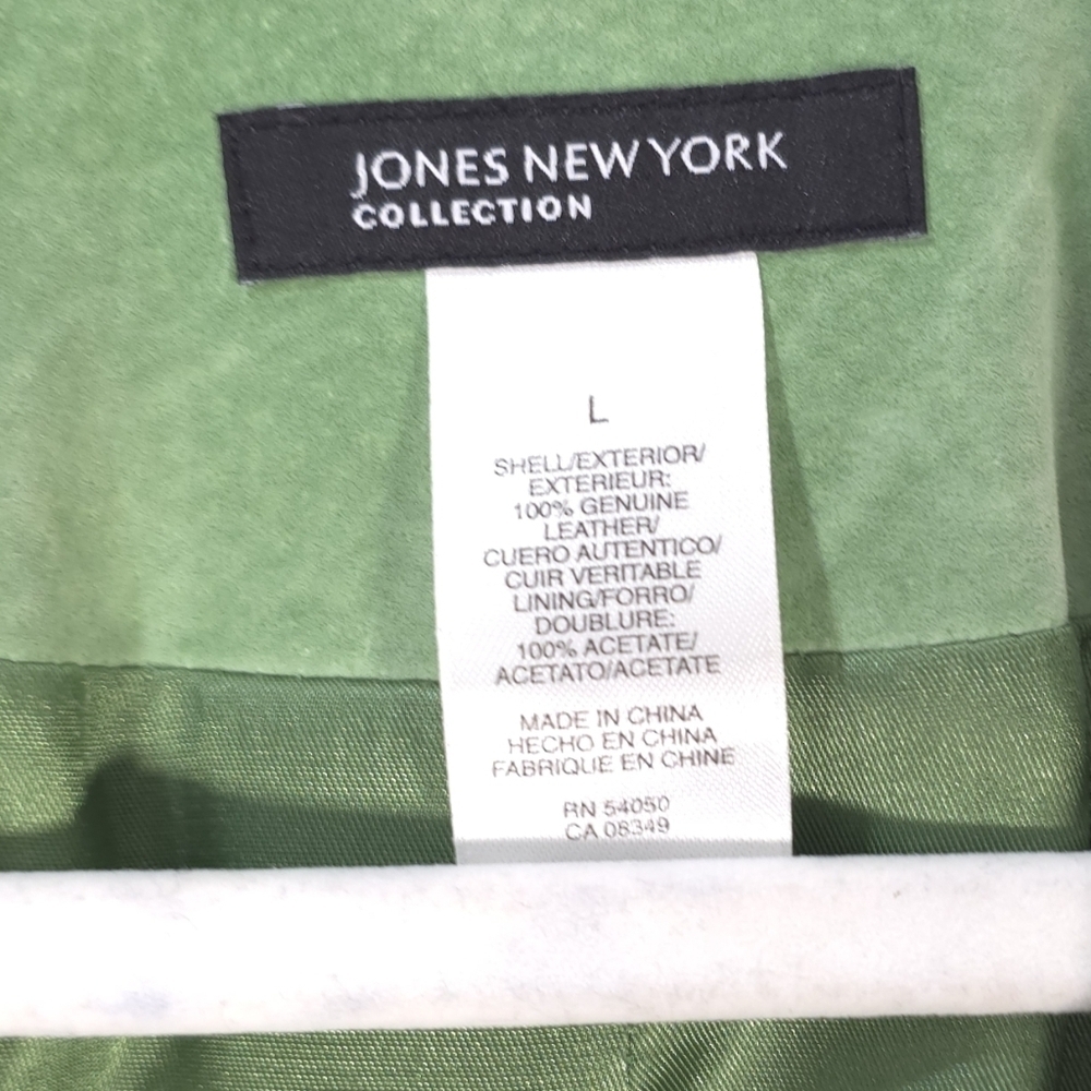 Jones New York Mint Green Women's Leather Jacket Size L Elegant Quiet Lux Style - Picture 3 of 10